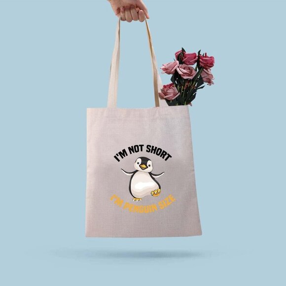 Penguin Tote Bag Funny Quote Canvas Reusable Gift for Penguin Lover - Picture 5 of 7